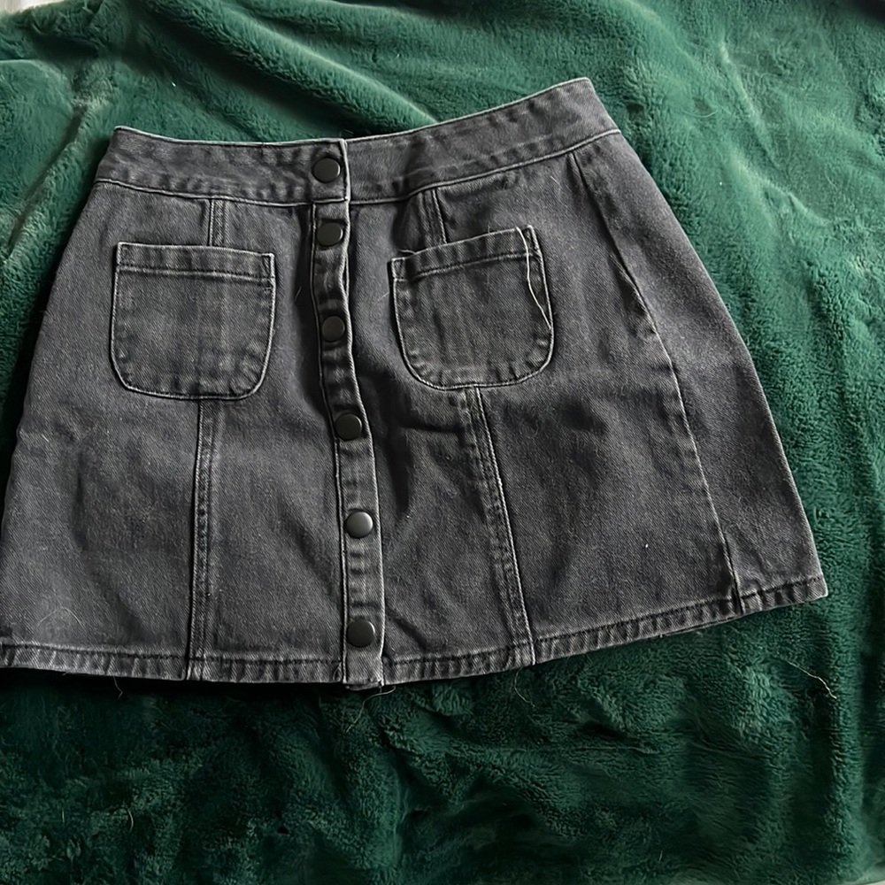 Brandy Melville black button down denim mini skirt